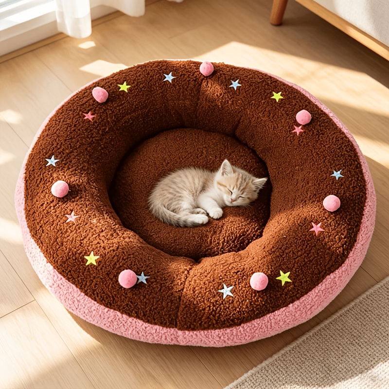 cat bed sleeping bag semi enclosed creative shaped sleeping bag pet nest for cats and dogs separable cushion and bed pet donut flannel fleece lined thickened cross border in stock autumn winter cat bed pet sle Product details 3