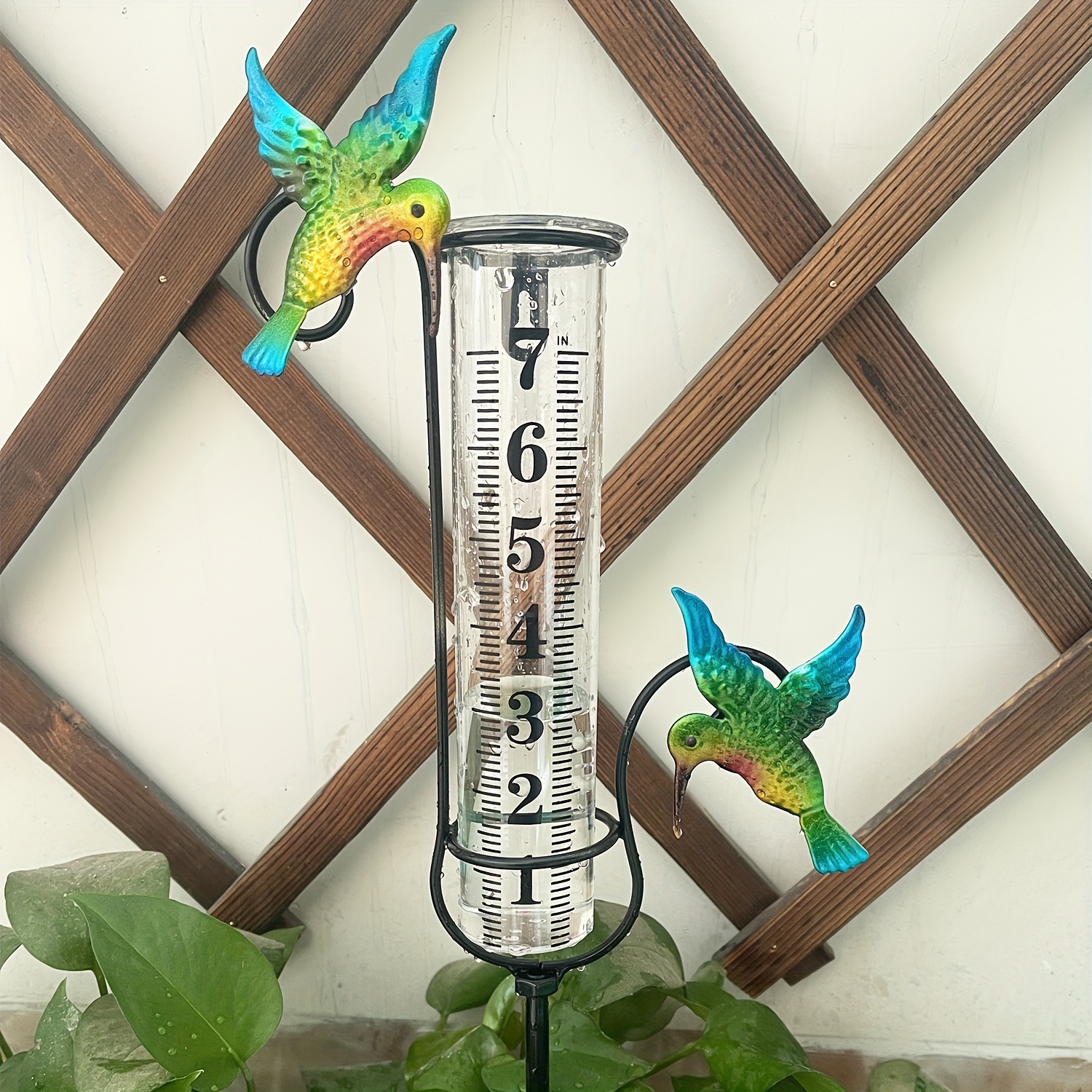Temu – TEMU 7-inch Garden Art Hummingbird Rain Gauge, Large Capacity Metal Frame Rain Gauge, Accurate And Easy-to-read Rain Gauge, Yard Rain Gauge, Outdoor