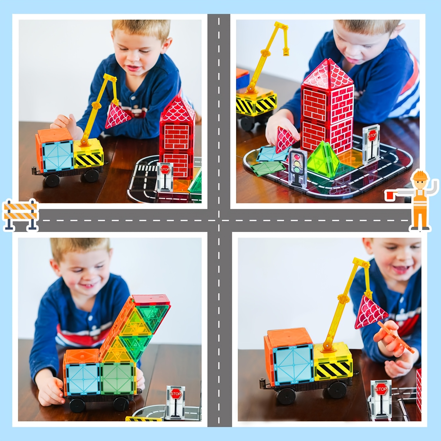 magnetic tiles extendable magnetic crane city Temu United Arab