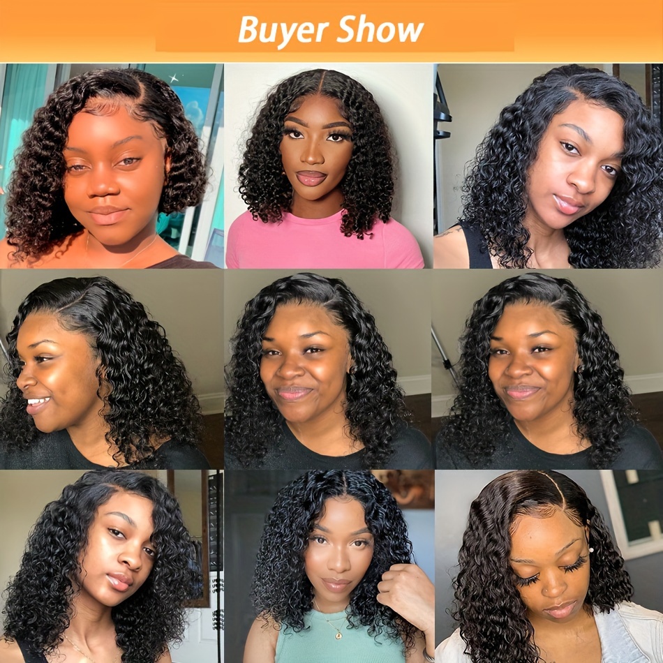  glueless deep wave bob wig 13x4 lace frontal human hair curly water wave style for women details 8