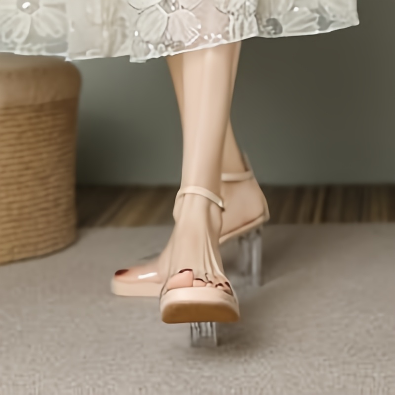 Women's Summer Party Carnival, Holiday, Casual, Vacation Leisure Gathering Fashion Transparent Square Head Thick Heel Stable Not Tired Feet High Heels