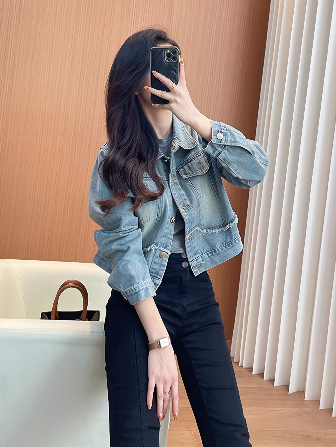 Casaca Jean Chaqueta De Jeans Con Perlas Chaquetas De Jean Para - Main Image