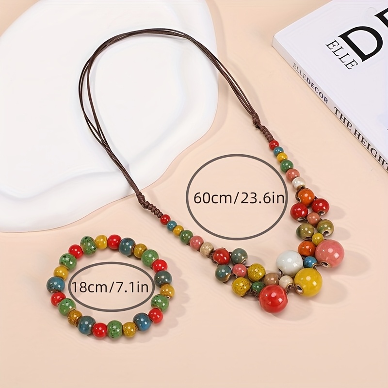 Ceramic Dopamine Beaded Jewelry Set for Women