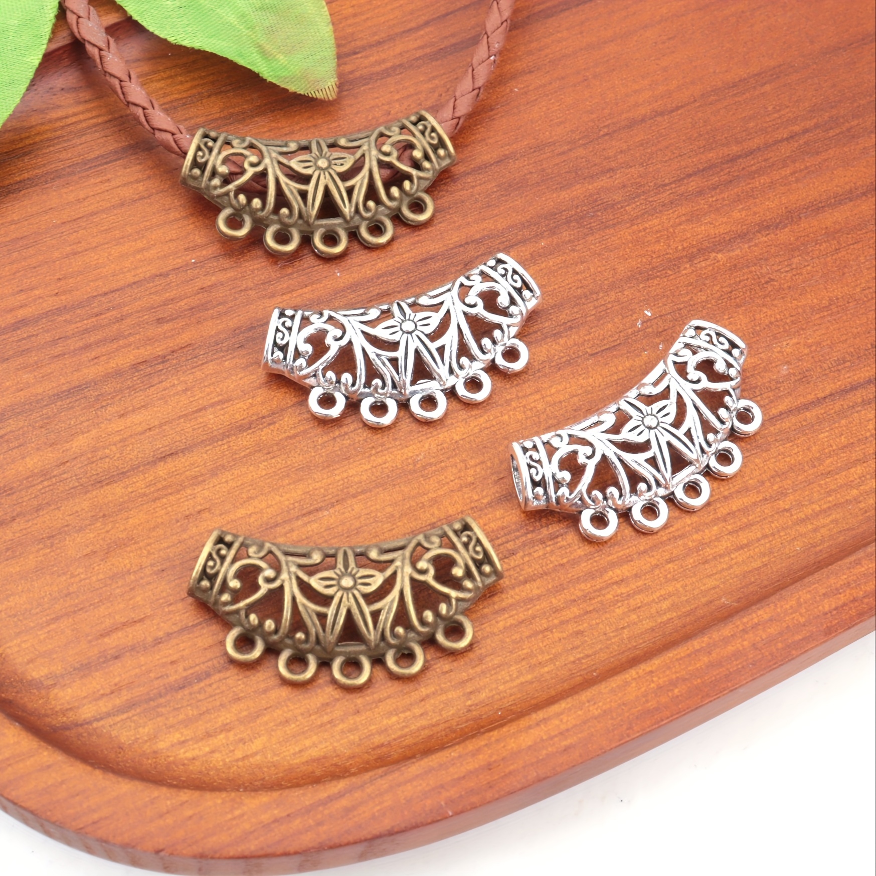 10pcs Hollow Vintage Tee Necklace Connectors