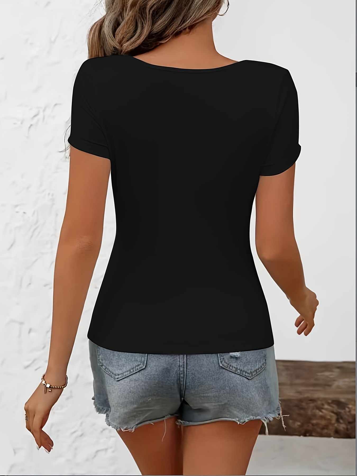 2025 New Arrival - Women'S Pink Short Sleeve T-Shirt with Round Neckline, Stretchy Fabric, Summer Casual Top, Casual Wear | Round Neck Tee | Stretchy Material