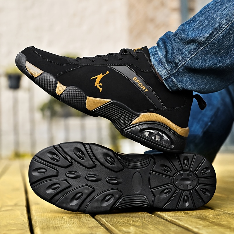 Image of Men's Breathable Road Running Sneakers With Thick Non-slip Sole, Cushioned For, Gym & - Low-top Sneakers With Traction Outsole, Wear
