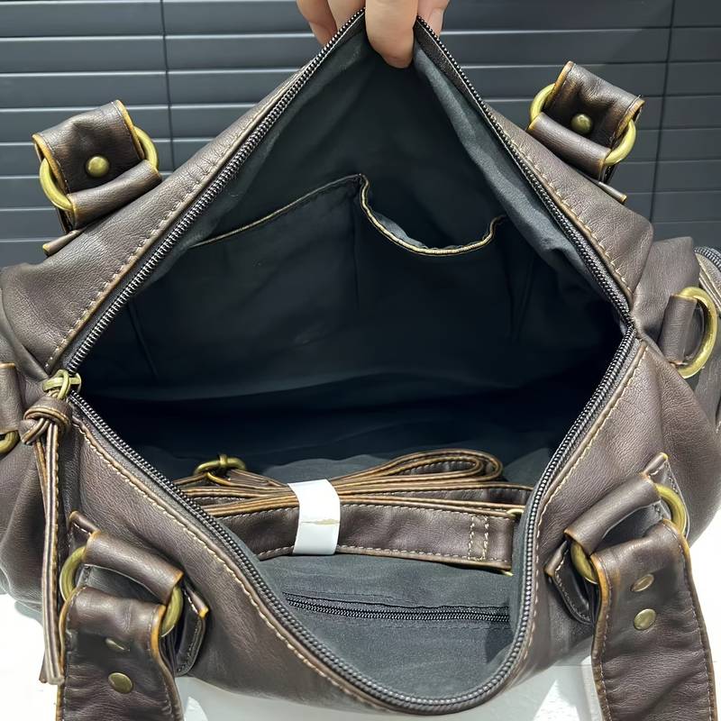 Borsa A Tracolla Ita Bag Y2K Con Inserti - Pelle Sintetica Nera, 38x15x16 Cm - Con Catena E Manici, Per Spille E Accessori