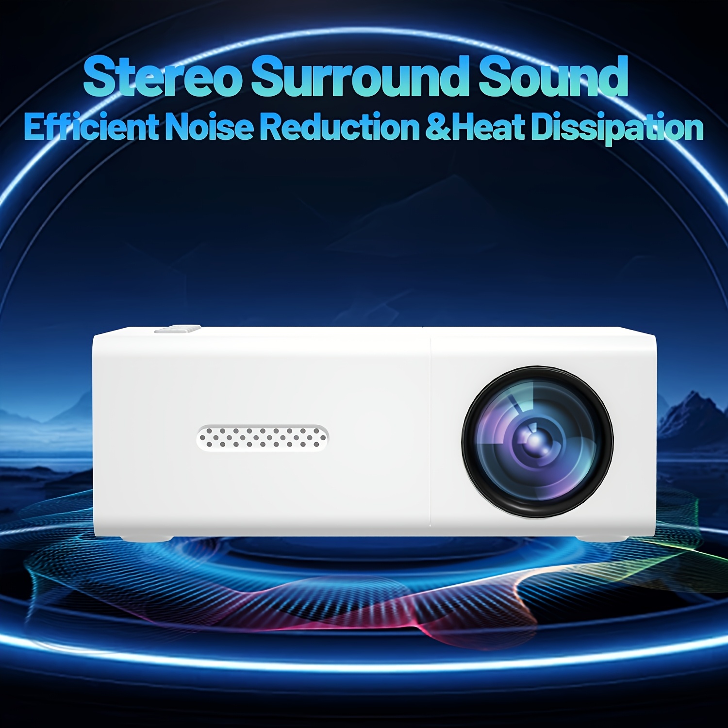 Мини преносим проектор, LED микро проектор, резолюция 240P, поддържа 1080P, компактен дизайн, бял - за домашно кино, филми на открито, игри - захранване чрез USB, проекция на стена, проектор за игри