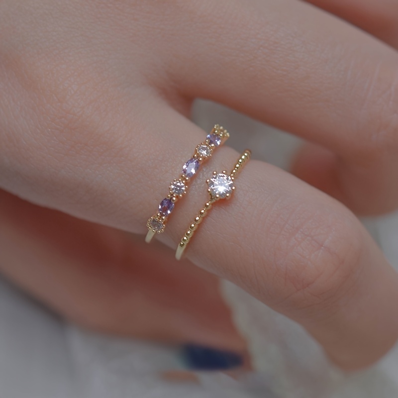 TEMU Violet Vintage Minimalist Copper-inlaid Synthetic Zirconia Women's Fashion Jewelry Light Luxury Set