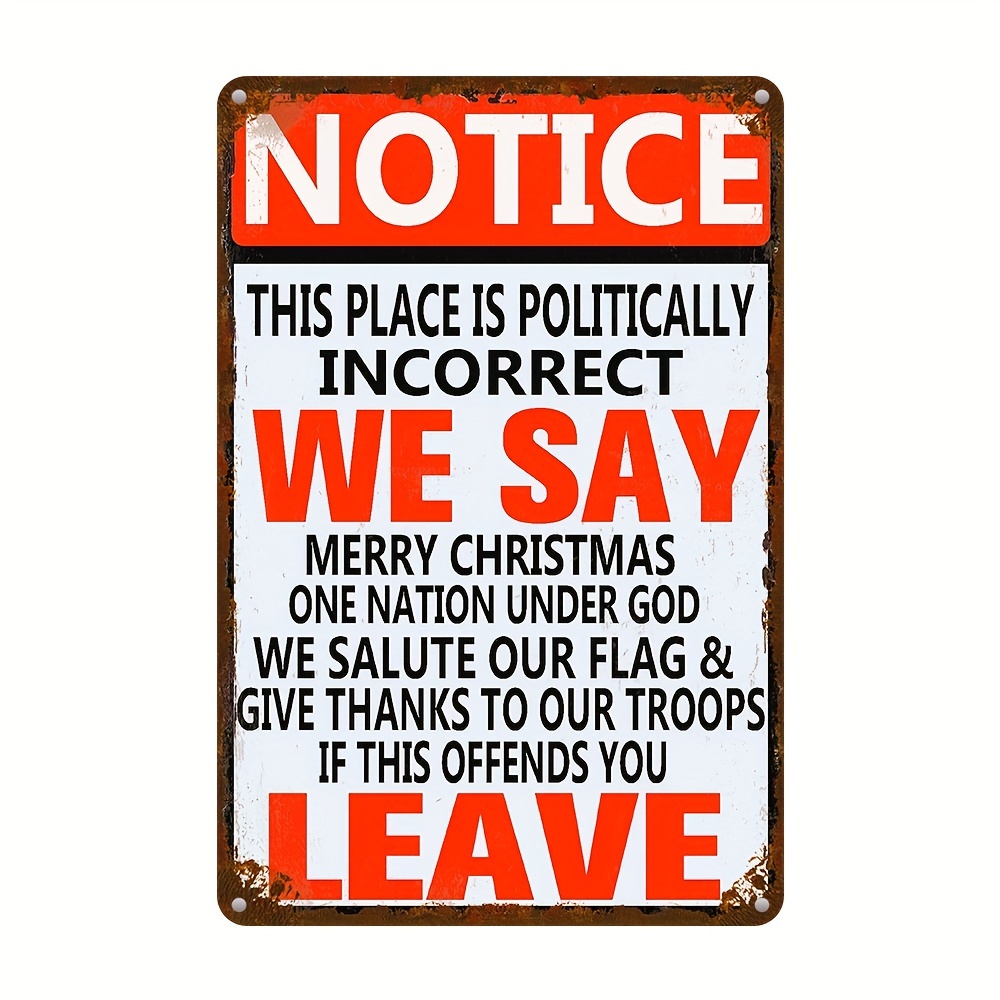 Vintage Style Aluminum Wall Decor Sign Politically Incorrect