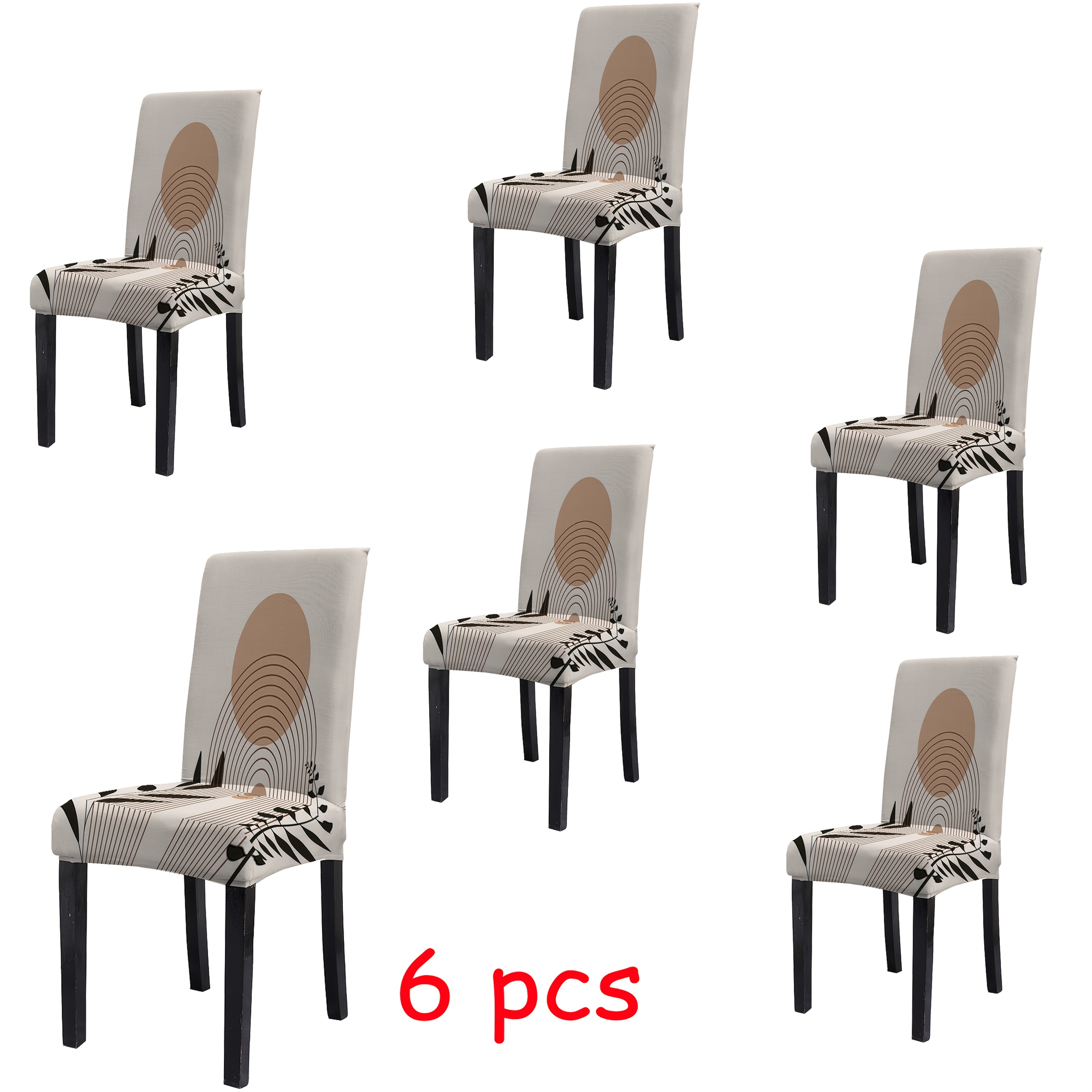 TEMU Housse de chaise de salle à manger extensible de style moderne et , arc rayon de soleil rond avec motif imprimé de branche de plante et de