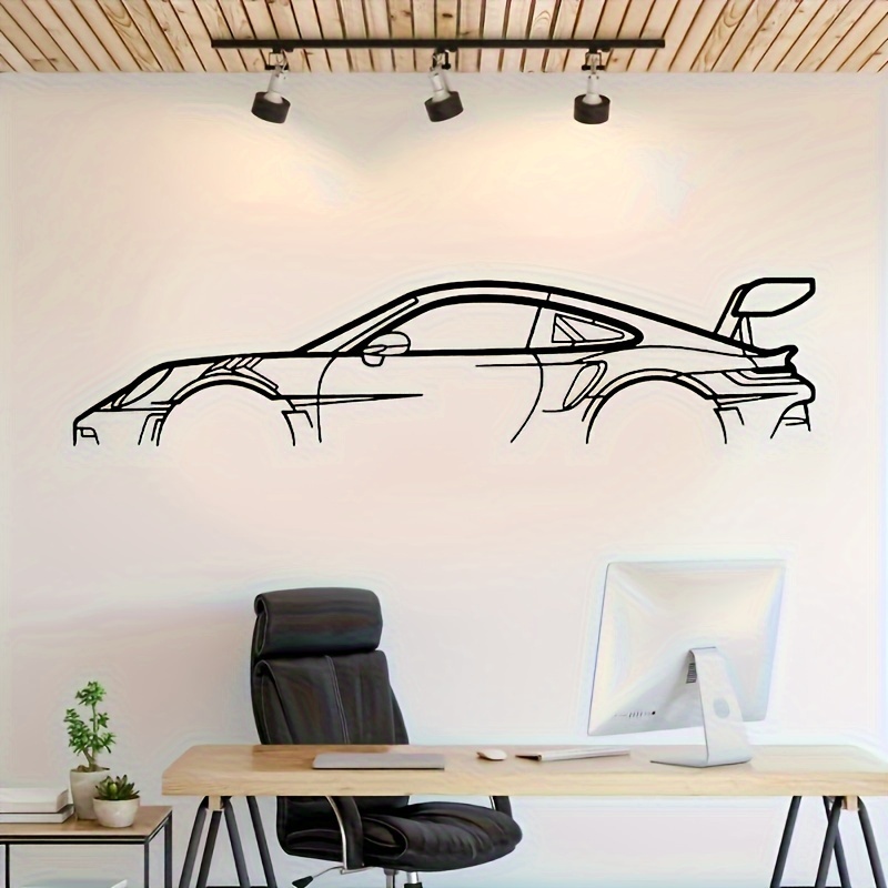 

1pc Contemporary Vinyl Car Silhouette Wall Sticker, Pre- Semi-matte , Rectangle Shape For Plastic , Single Use Garage & Decor Decal