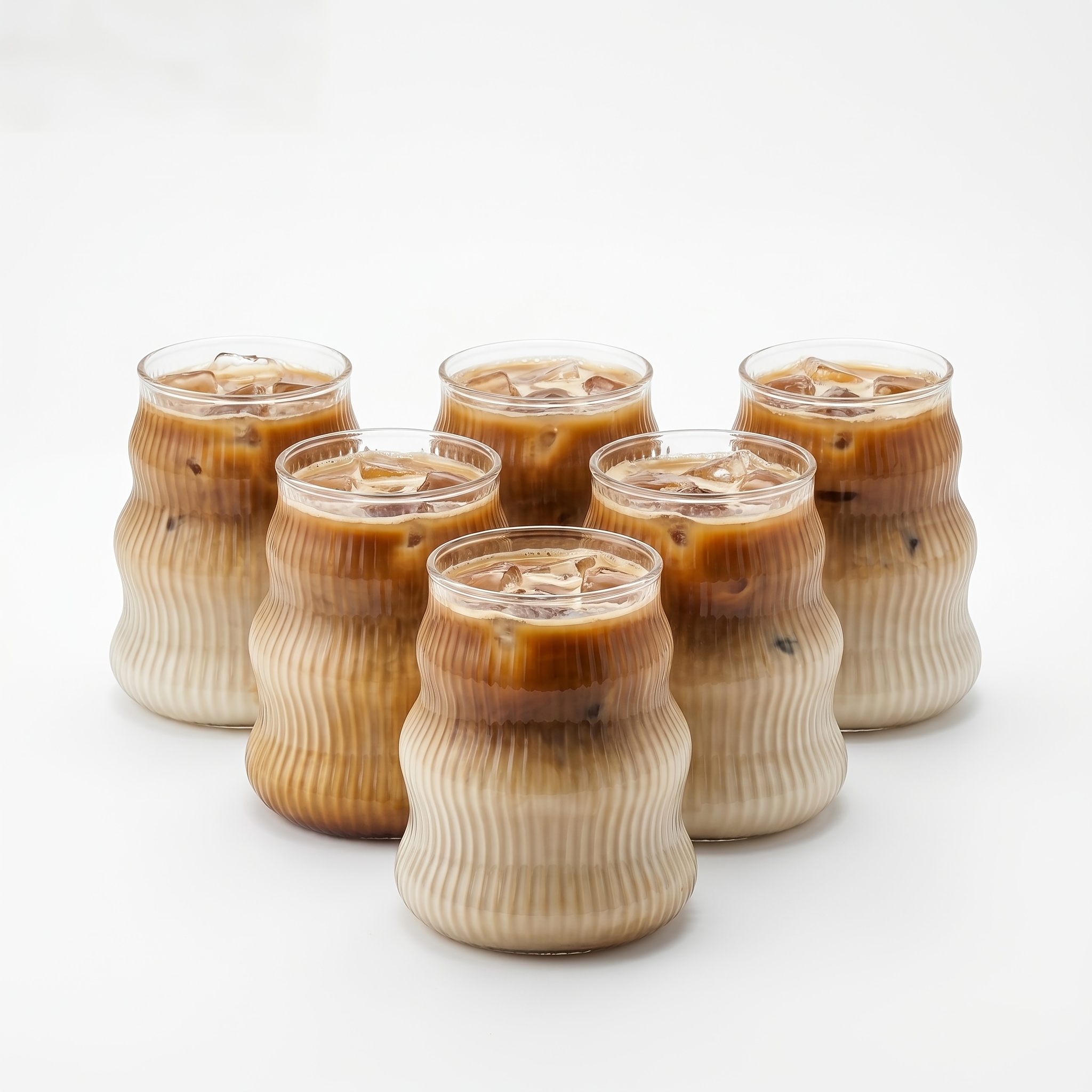 Image of Fgfw 6/4pcs 300ml (10.5oz) Gourd-shaped Vertical Ribbed Wavy Glass Tumblers, High Borosilicate Heat Resistant, Home Office Dishwasher Safe