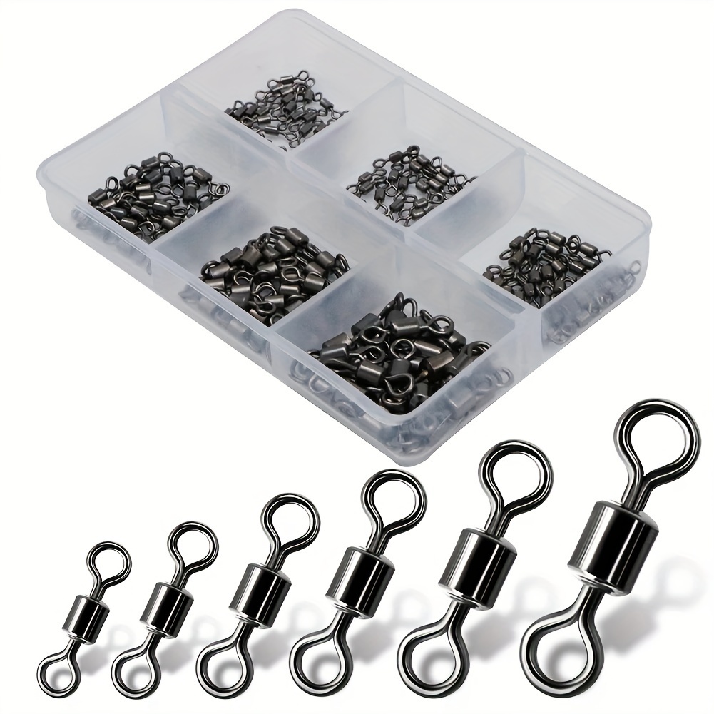 120pcs/1box 6 Size Fishing Swivel Solid Connector, Ball Bearing Snap  Fishing Swivels Rolling Stainless Steel Bead Fish Tackle Box