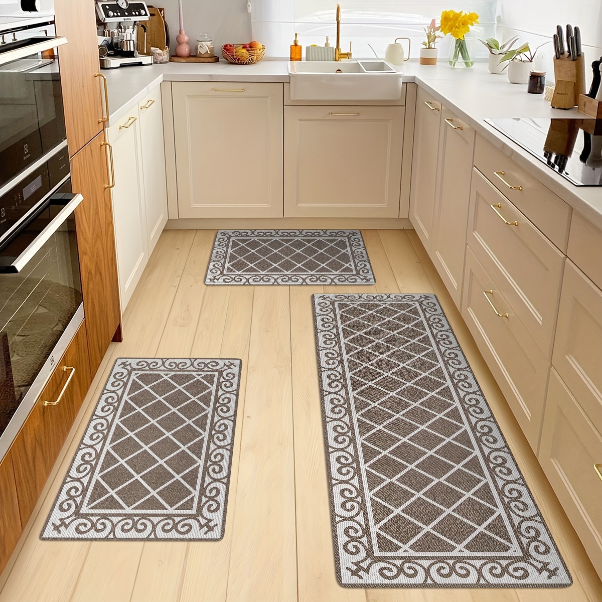 

1pc Retro Printed Kitchen Carpet, Non-slip Anti-oil Waterproof Carpet, Anti-fouling Carpet, For The Kitchen Living Room Laundry Bathroom Home Decoration, Room Decoration