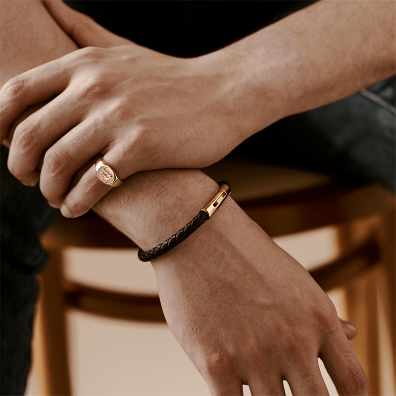 Men's Personalized Woven Bracelet with Engraved Name & Blessing Message