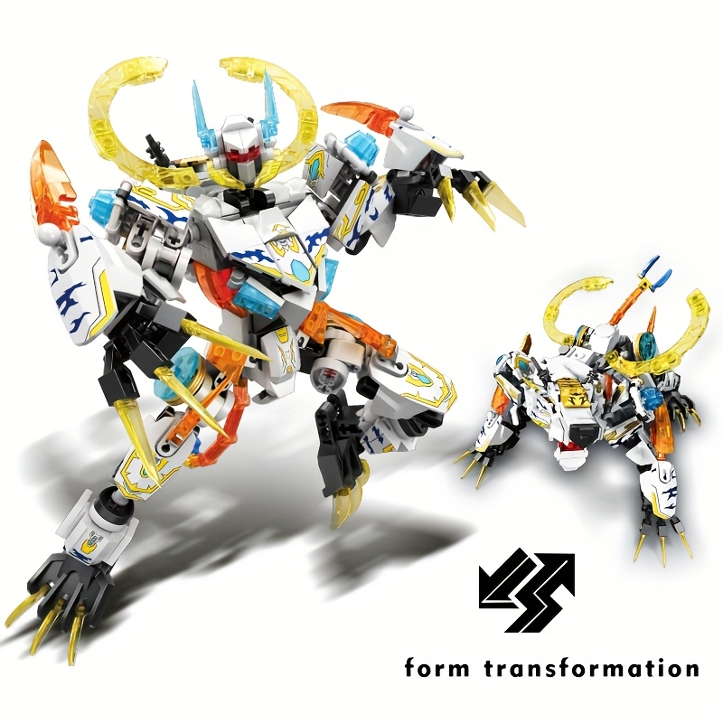 455pcs superhero transformable white tiger mecha robot Temu