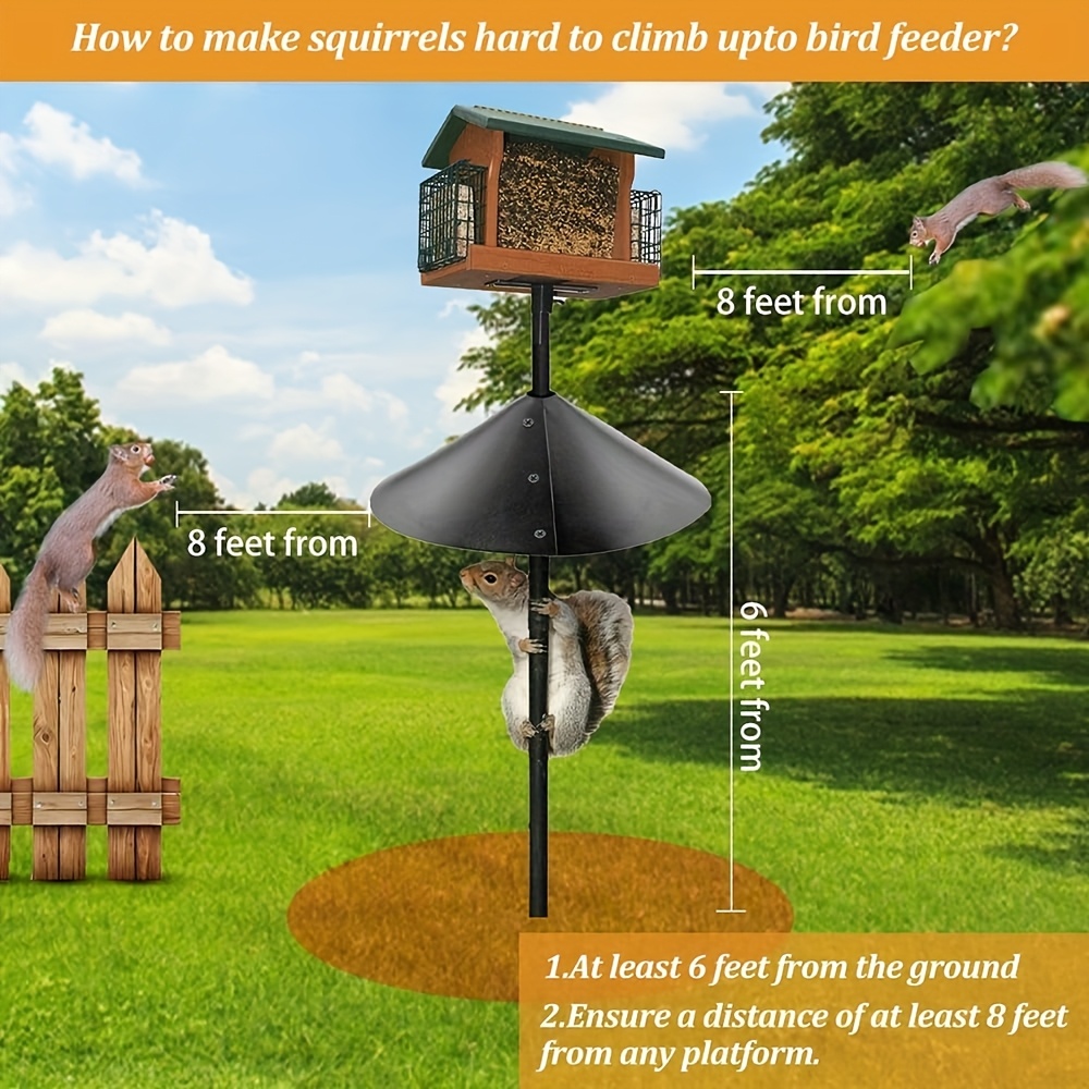 TEMU 2 Pack 19" Wide Squirrel Baffle For Bird Feeder Pole, Raccoon Proof For Protecting Outside Pole Bird Feeders Birdhouses, Squirrel Guard Stopper