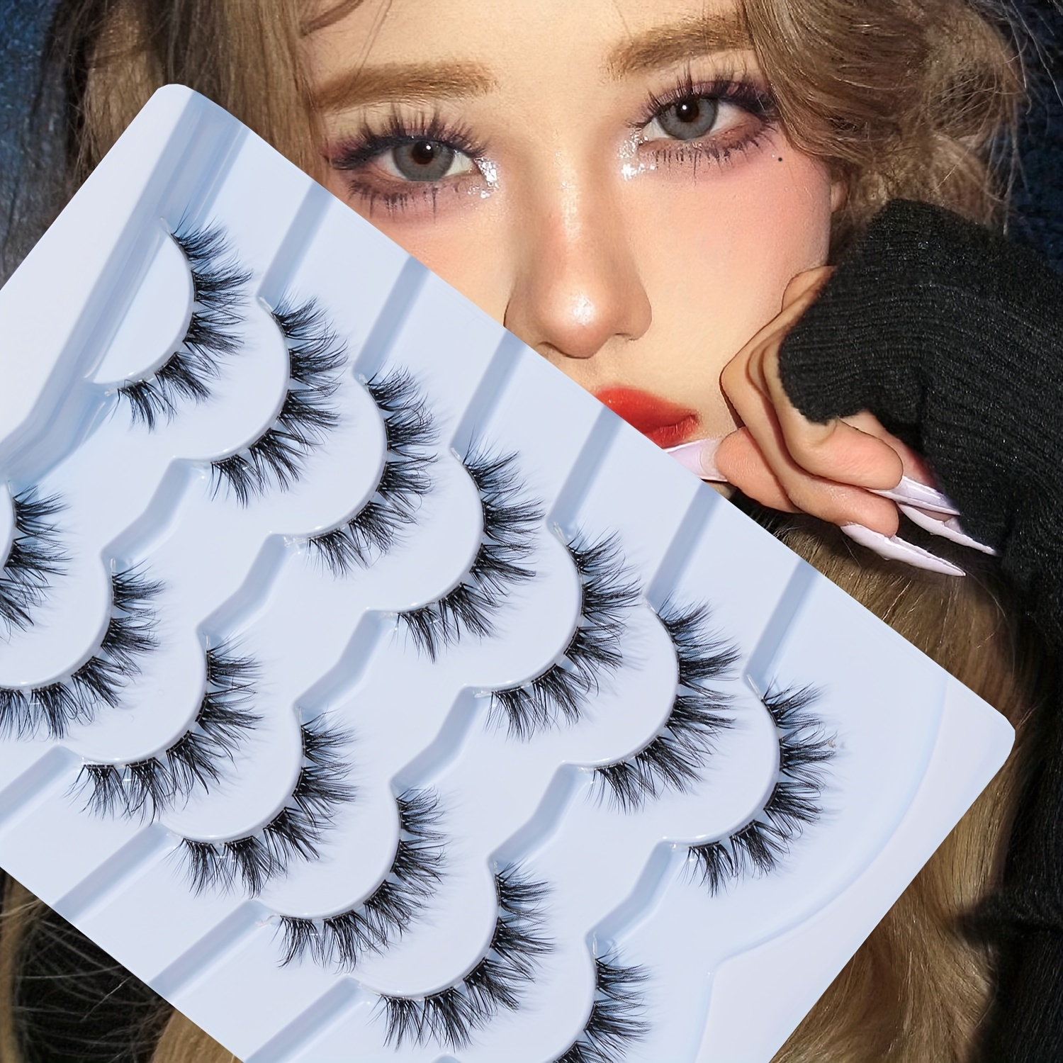 7 Pairs Of Segmented Transparent Cross-style False Eyelashes, Measuring 0.2-1.3cm, Model Lhy-2301