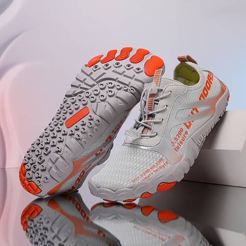 item picture mens wading shoes five toe barefoot water shoes low cut design breathable fabric and durable soles suitable for outdoor swimming fishing surfing hiking rock climbing beach sports beach volleyball gym workouts and yoga