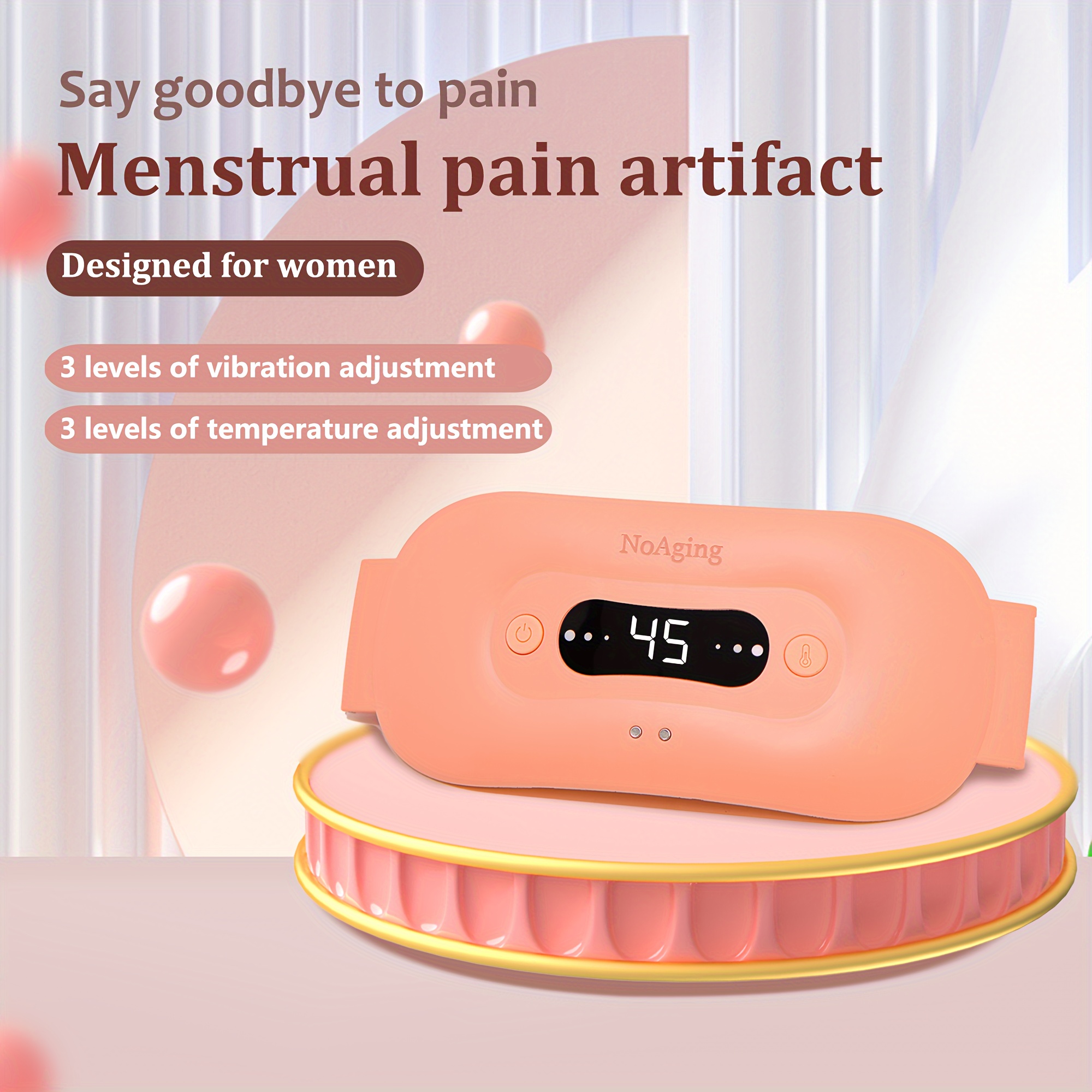 

New 7 Waterproof Vibration Heating Massage Belt, 3 Vibration Modes 3 Temperature Adjustmen, Soft Silicone Material Skin Friendly, Suitable For Abdomen, Waist And Legs, Pink