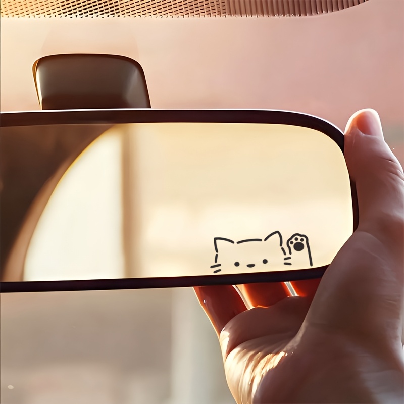 item picture cute cat head peeking and waving sticker for car rearview mirrors decorative decals for triangular windows and rear windshields   suitable for motorcycles and laptops