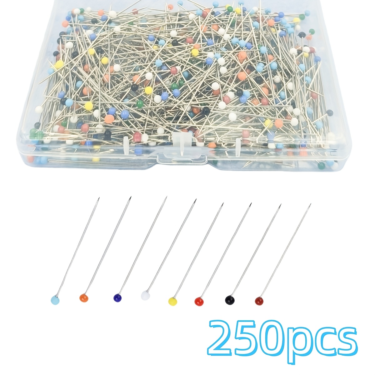 TEMU Épingles droites à pointe en verre, 250/599 pièces, résistantes à la chaleur et dont ne se décolore pas, adaptées à la couture et au