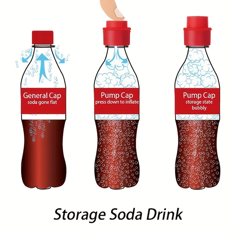 1pc ABS Vacuum Beverage Soda Fresh-keeping Bottle Lid - Press Inflatable Airtight Cap, Foaming Stopper Protector, Dust-Proof & Leak-Proof Sealing Cap for Soda Drinks, Reusable Beverage Cap|Inflatable Bottle Cap|Durable Beverage Cap