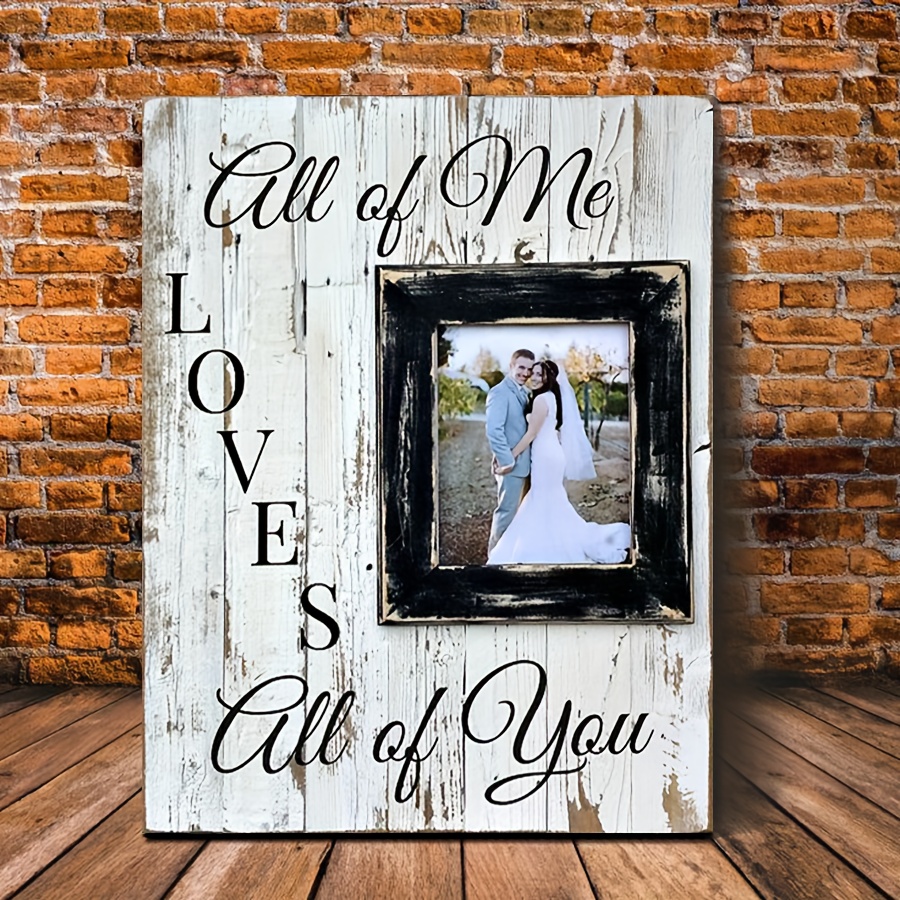 

Personalized Wedding Photo Canvas Wall Art With Wood Frame - Custom Picture Print On Framed Canvas - " Loves All Of You" - Ready To Hang Decor 11.8" X 15.7