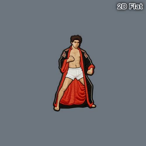 boxing figure muscular for and red robe white shorts dark brown hair heat transfer stickers are suitable for flat fabrics such hats canvas bags throw pillows leather bed sheets carpets etc