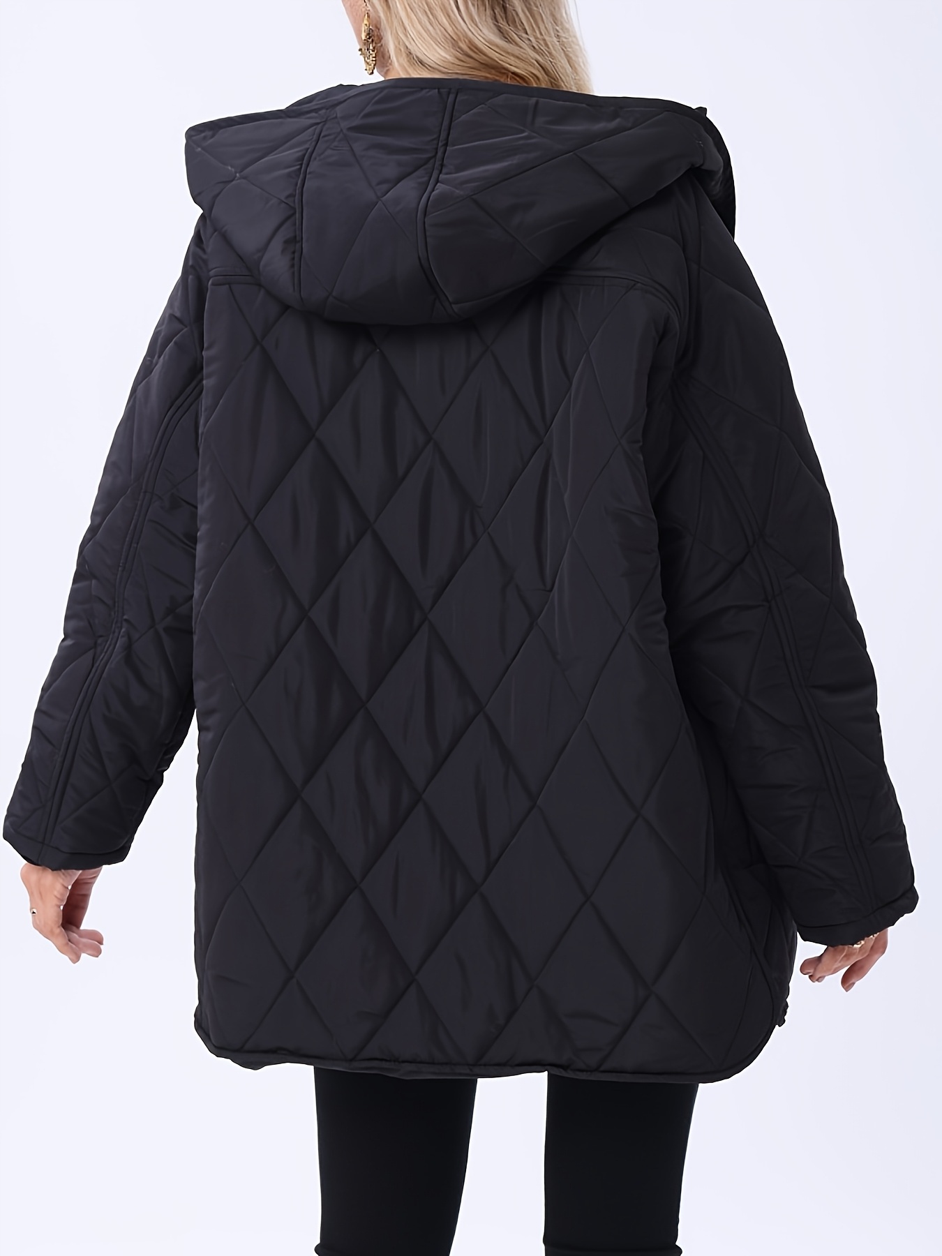 große jacke damen steppjacke kapuze schwarze herbst Temu Germany