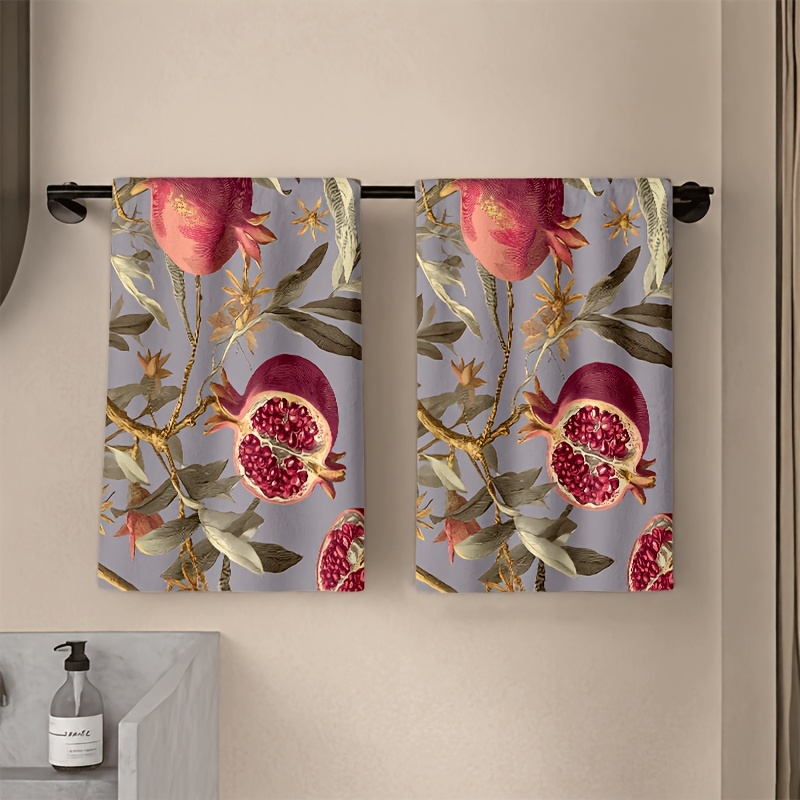 TEMU 2pcs Pomegranate Botanical Print Dish Cloths, Quick Dry & Absorbent Cleaning Towels, Suitable For Kitchen Cleaning, Dishwashing & Countertop