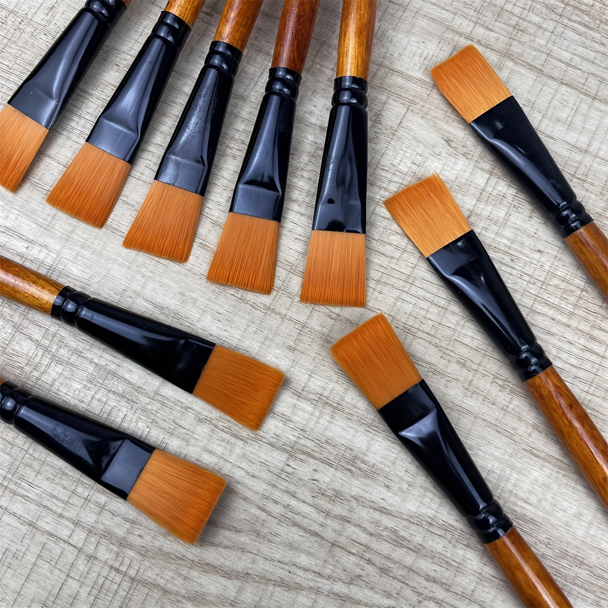 TEMU 10pcs Flat Paint Brushes Watercolor Acrylic Paint Brush Synthetic Nylon Craft Artist Brushes For Painting Oil Fine Crafts