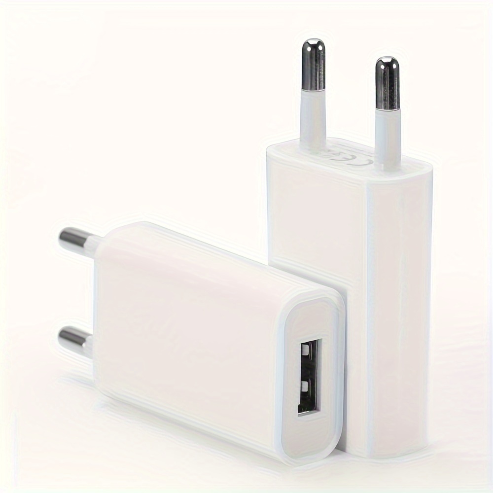 

Lot de 2 chargeurs muraux USB universels 5V 1A avec prise standard européenne, adaptateur secteur de voyage pour iPhone, Android et petits appareils, compatible avec une alimentation 110V/220V.