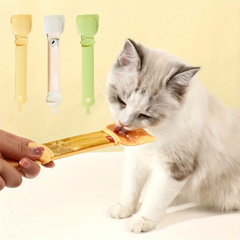 

1pc Cat Stripe Spoon Feeder, Cat Feeding Spoon, Cat Stripe Snack Spoon, Cat Food Snack Spoon, Pet Tableware