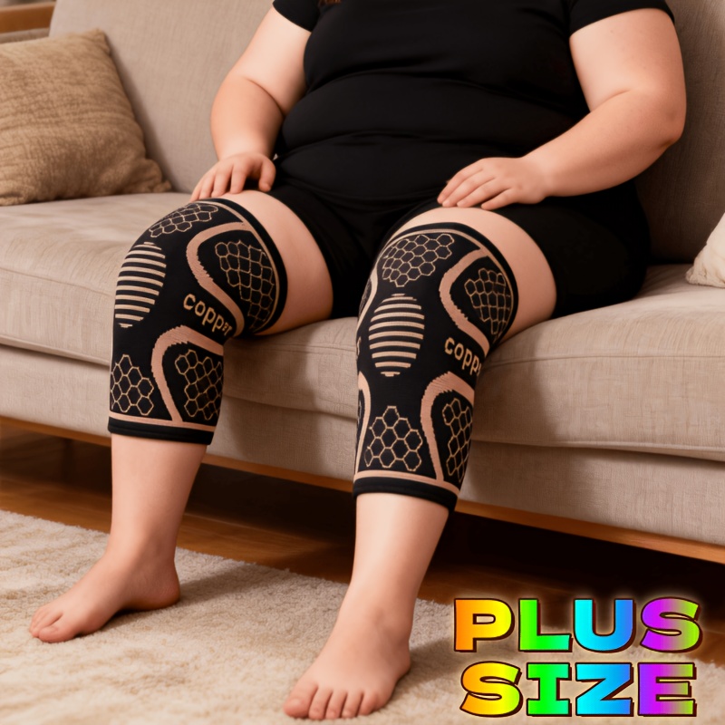 2pcs 1 pair extra large elastic compression knee pads with copper fiber and copper ions suitable for obese and plus size individuals with weight range of   115kg full size coverage