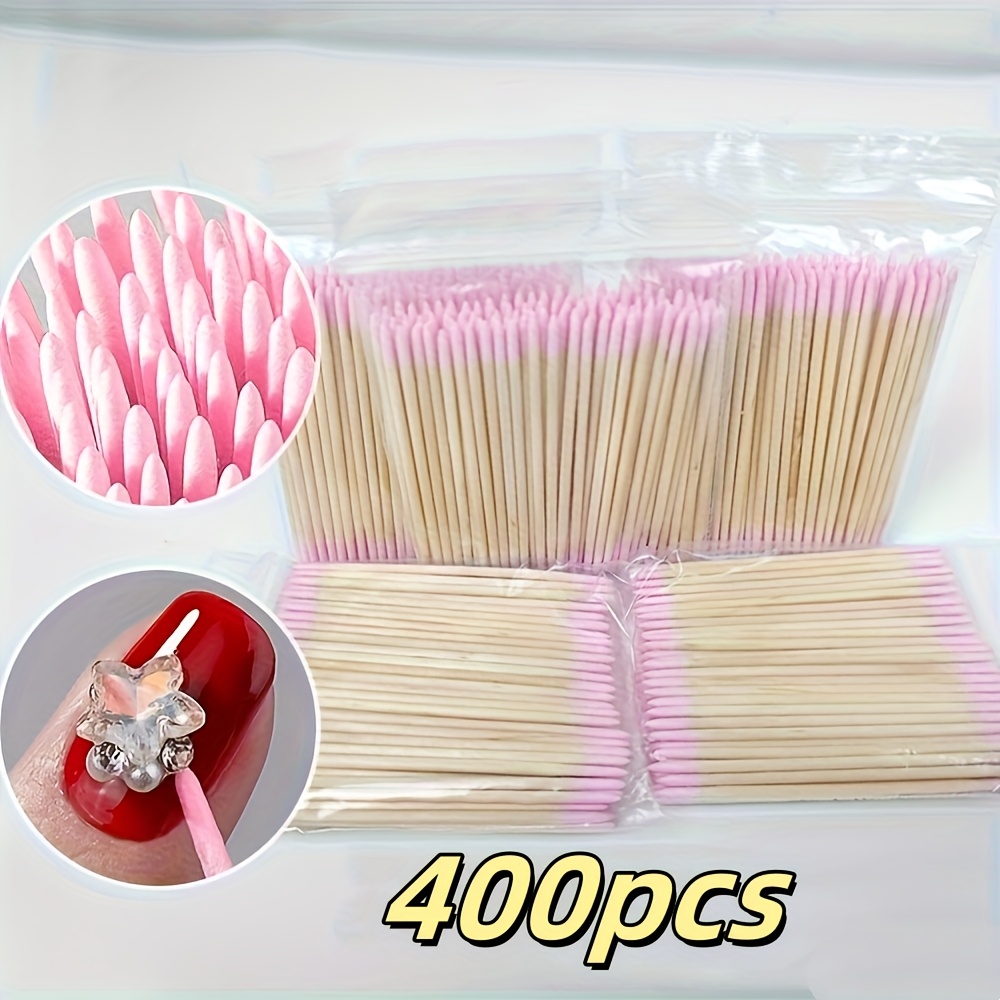 400pcs Pink Double-ended Wooden Sticks - Disposable Precision Nail And Pedicure Tools, Hygienic Single-use Nail Cleaning Sticks With Elegant Packaging, Rods
