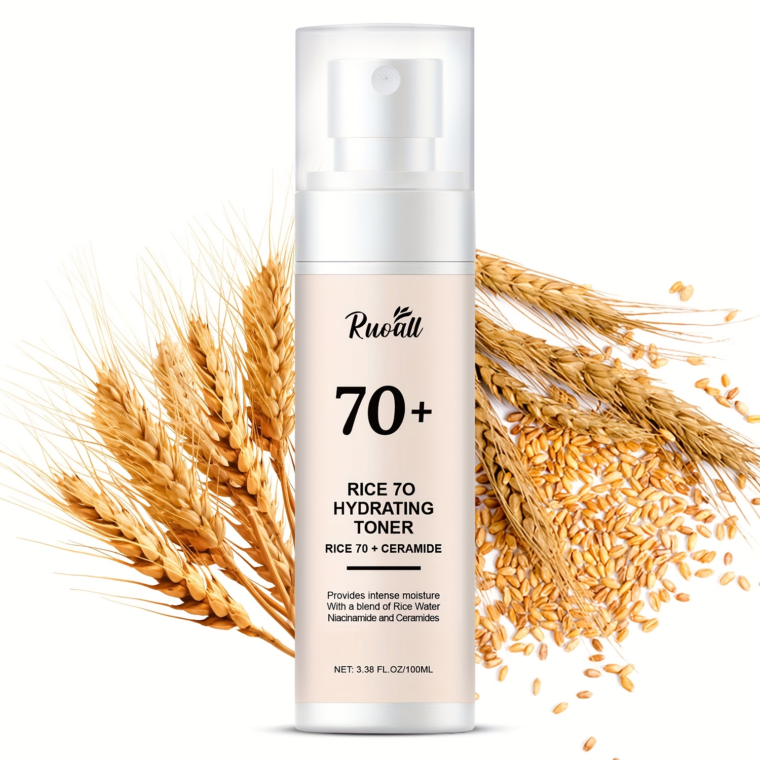 Image of Ruoall100 Ml/3.381 Fl.oz, Rice Toner, Moisturizes And Locks In Moisture, Hydrates Skin, Contains Niacinamide, Collagen, Hyaluronic Acid, Gentle Formula, For Morning And Night Skincare Use