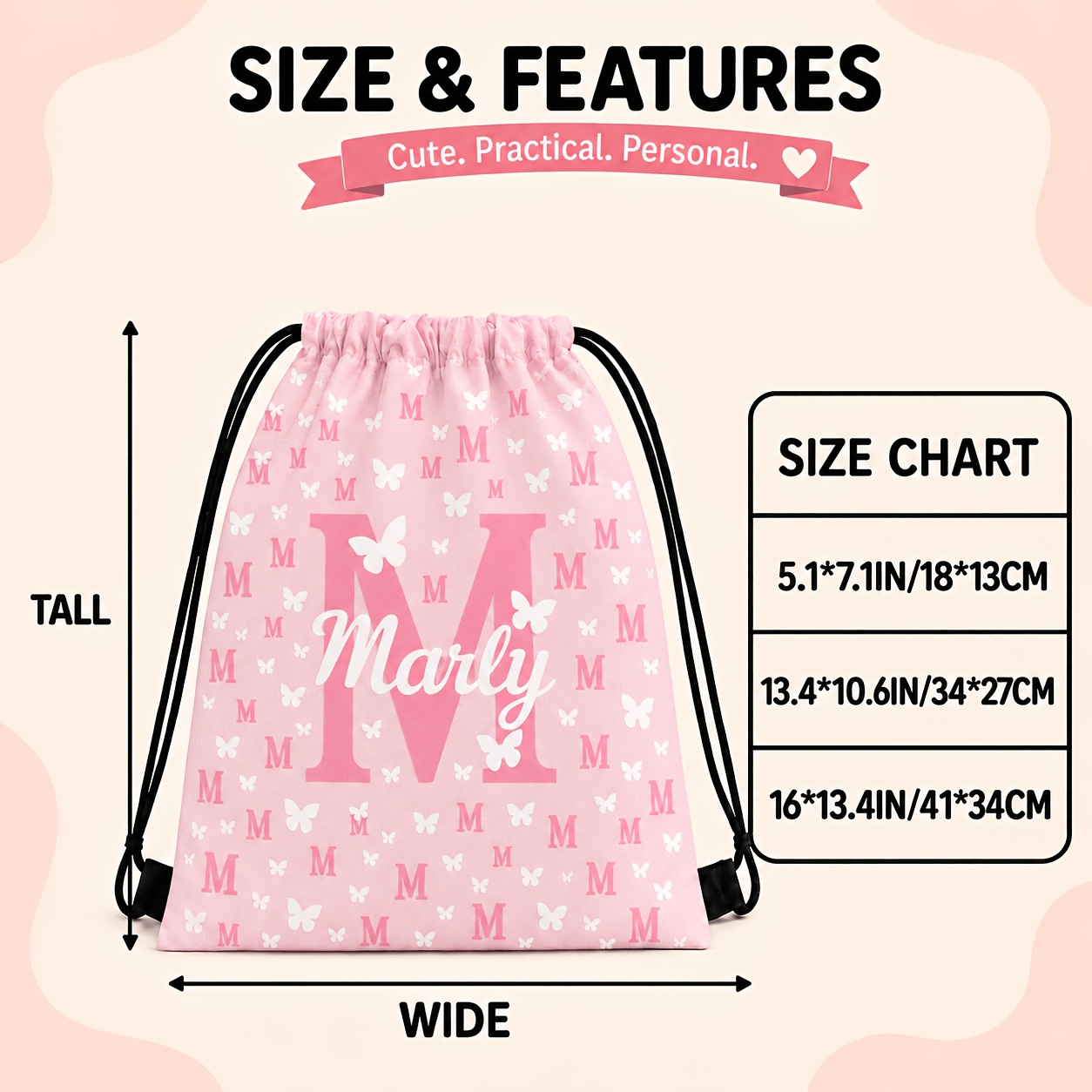 TEMU Borsa a sacca con coulisse personalizzata 1 pz, borsa portaoggetti qualit� con design a coulisse antismarrimento/antifurto, regalo fai da te