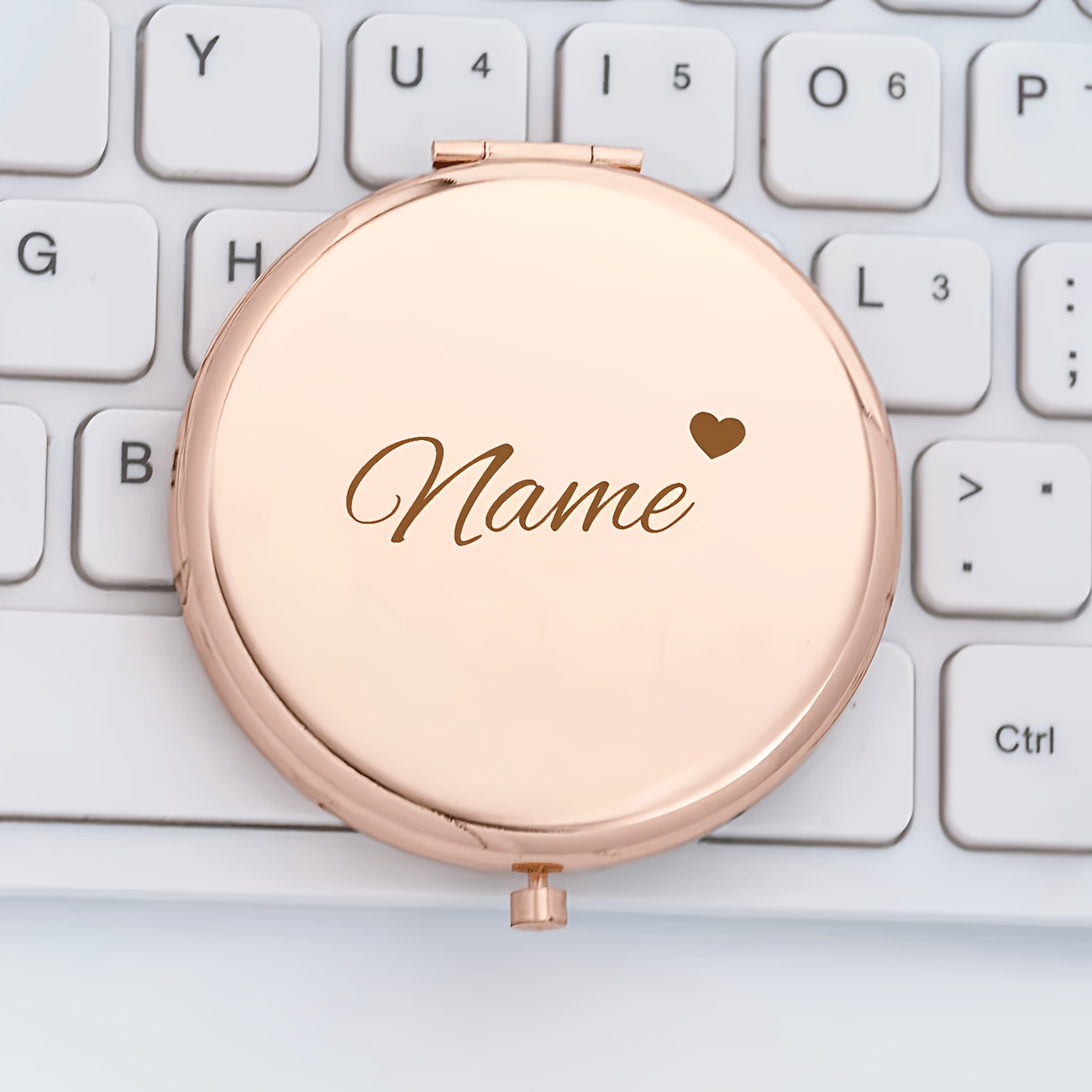 TEMU Customizable Name/text Heart-shaped Makeup Mirror, Exquisite Wedding Favor, Bridesmaid Party Gift, Guest Present, Personalized Portable Mirror,