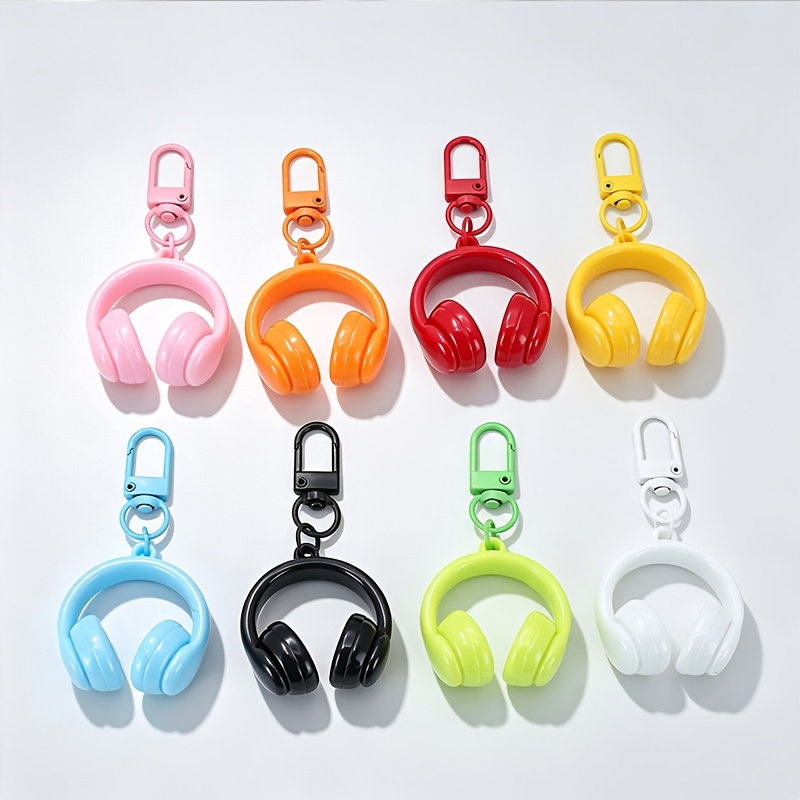 TEMU [2d Flat] [2d Flat] 8pcs Acrylic 3d Earphone Pendant Keychains, , Casual Cute Fashion, Suitable For Parties, Commuting, Travel, Couples, Car,