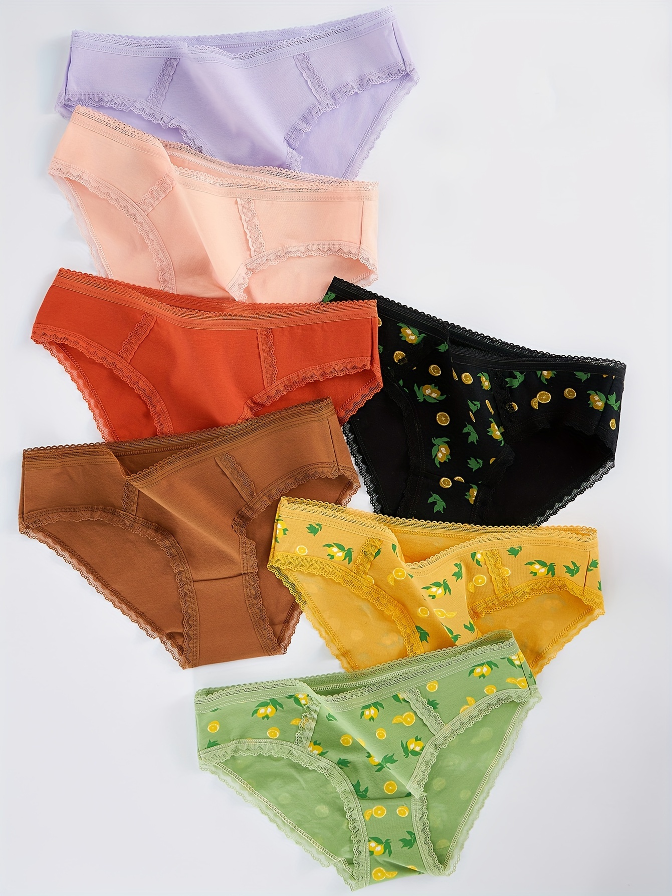 7Pcs Mix Color Cotton Panties Women Underwear Lovely Young Girls