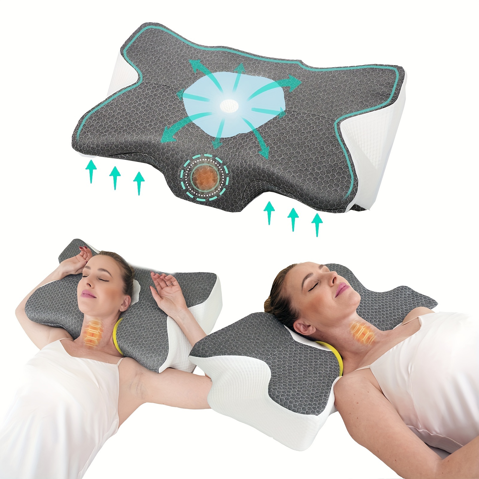 2 almohadas de forro polar lumbar de apoyo lumbar de 3 secciones, almohada  de apoyo lumbar para aliviar el dolor de espalda baja, cómoda almohada de
