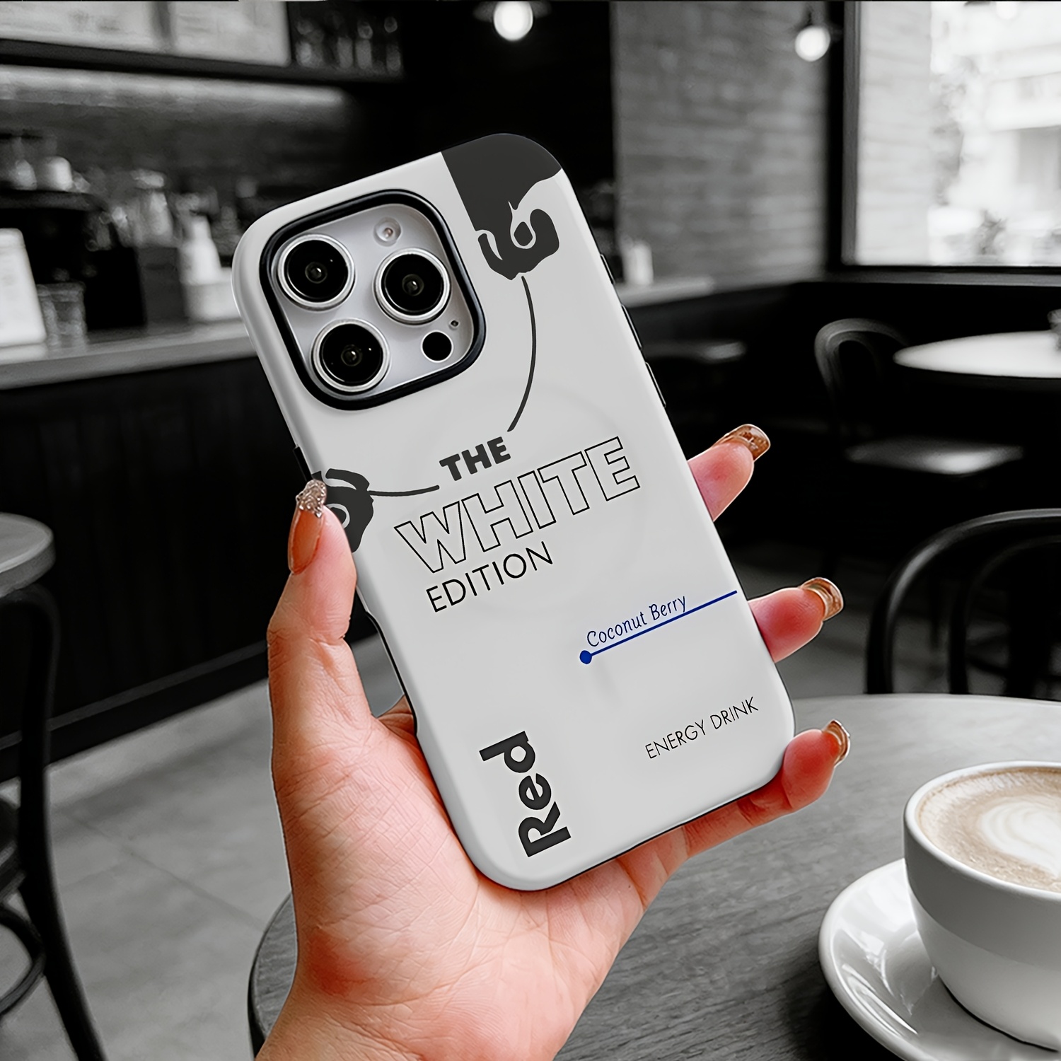 Phone Case: White Energy Drink Phone Case, Compatible With Iphone 17/16/15/14/13/12/11 Pro Max/air/plus, Shockproof Hard Pc Dual-layer Back Cover