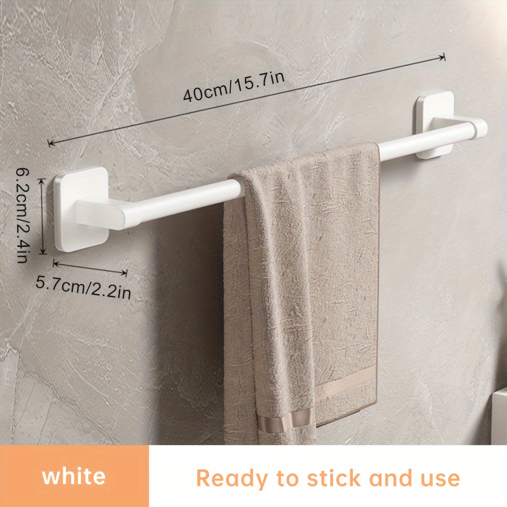 Musurjoy Towel Bar/bathroom Kitchen Toilet Towel Rag Clothing Hanging/ Universal Wall-mounted/ Hollow Long Rod Abs Base Nail-free Sticker Installation White/christmas Gift, Towel Racks