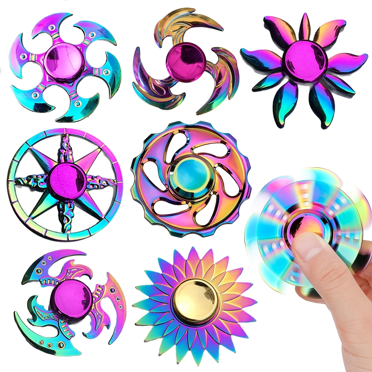 1pc 2pcs 4pcs colorful fidget spinner toy gradient colorful metal fidget spinner with 6   relax fidget toy for kids birthday christmas gift novelty fidget toy for relax play fidget spinner toy   design random color
