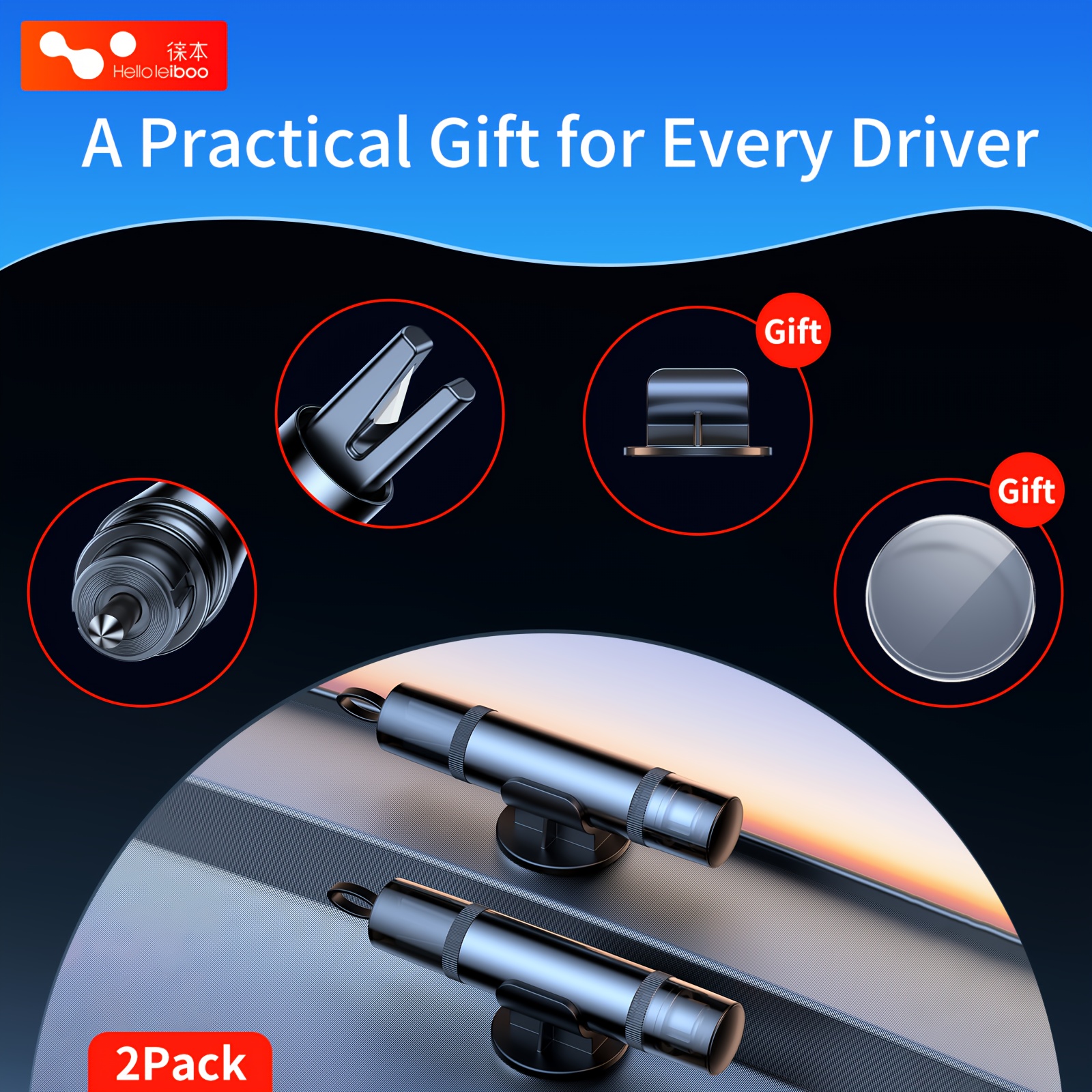 TEMU 2pcs 2-in-1 Car Safety Hammer With Emergency Seatbelt Cutter And Glass Breaker Essential Car Escape Tool, Roadside Emergency Kit, Survival Gear,