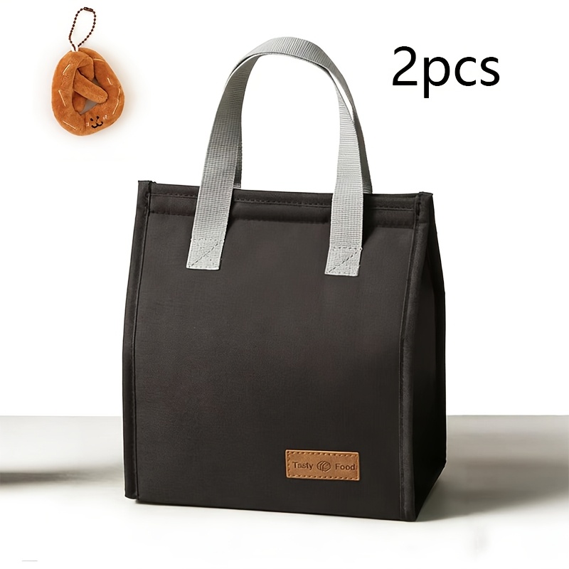 TEMU 2pcs | 1 Lunch Bag + 1 Pendant | Handheld Thermal Lunch Tote, Large Capacity Heat Insulated Cooler Bag, Minimalist Lunch Bag | Not Food Contact,