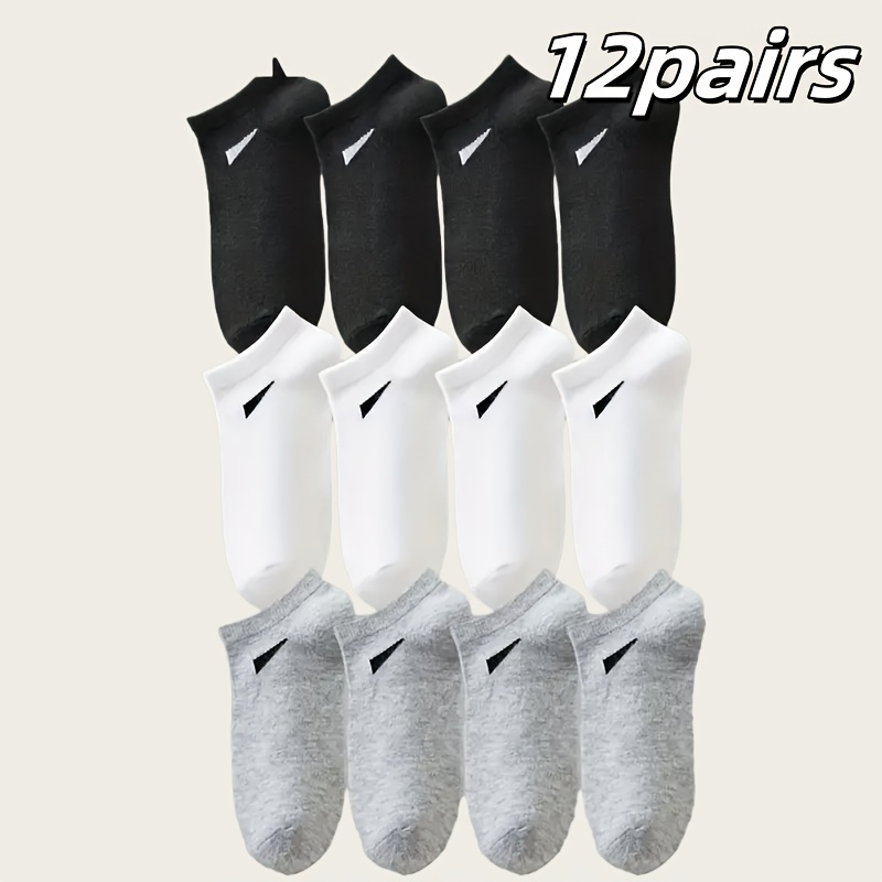 TEMU 12 Pairs Of Unisex Socks, Soft Breathable Athletic Socks, Solid Color Invisible Casual Socks