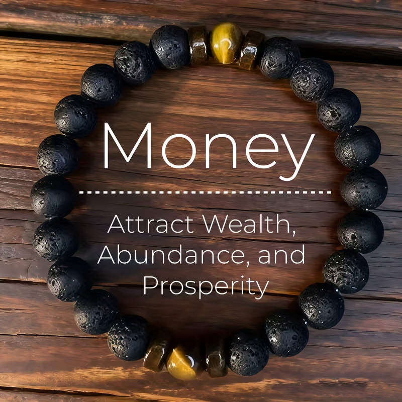 Wealth Bracelet Natural Tiger Eye Stone Bracelet, Tiger Eye Stone, Lava Stone Combined To Make A Hand String, High-quality Jewelry Bracelet, Holiday Gift, Suitable For Men And Women